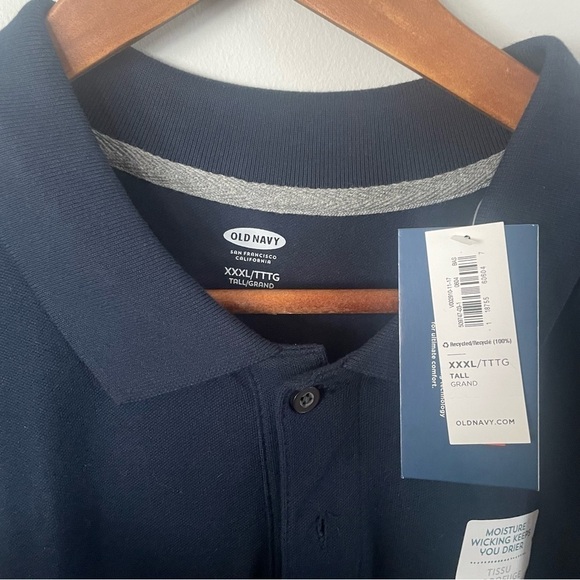 ☀️NWT OLD NAVY Men’s 3XLT Short Sleeve Built Flex Collared Polo Shirt Navy Blue - Picture 4 of 6